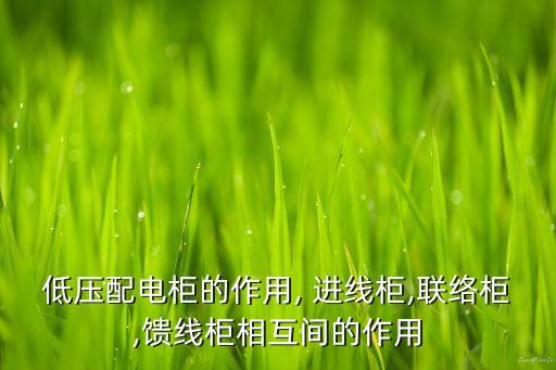 进线柜,开关柜和馈线柜功能特点及相互关联